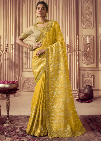 Festive Yellow Banarasi Saree