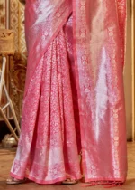 Flamingo Pink Kanjivaram Saree