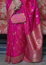 Fuchsia Pink Banarasi Silk Saree