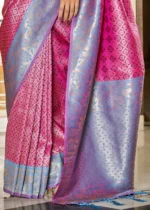 Fuchsia Pink & Blue Banarasi Silk Saree