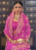 Fuchsia Pink Georgette Silk Saree