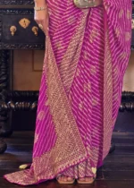 Fuchsia Pink Georgette Silk Saree