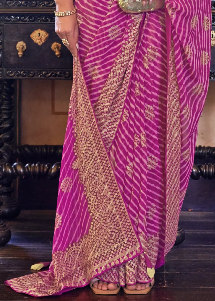 Fuchsia Pink Georgette Silk Saree