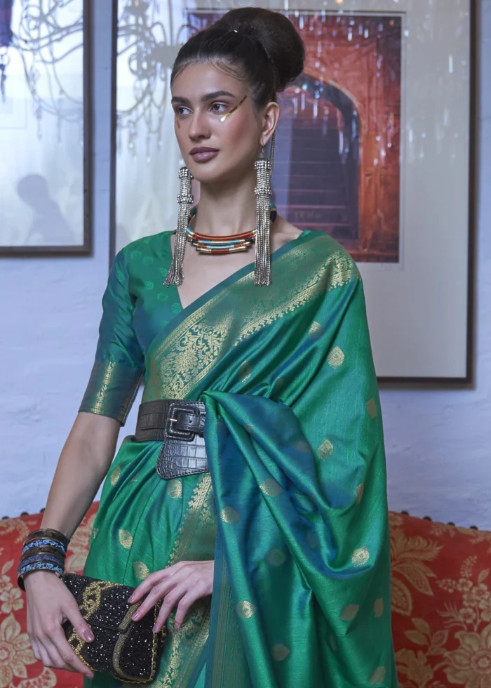 Genoa Green Banarasi Silk Saree