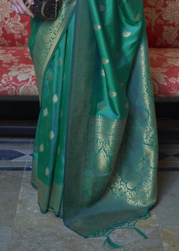 Genoa Green Banarasi Silk Saree