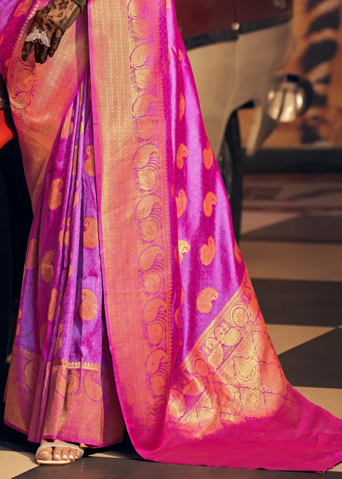 Grape Violet Banarasi Silk Saree