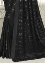 Graphite Black Sequins Saree