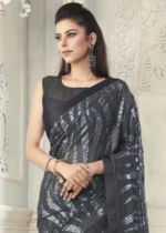 Gray Sequins Saree