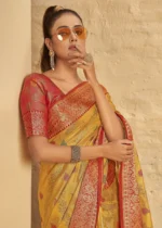 Honey Yellow Banarasi Silk Saree