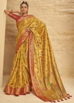 Honey Yellow Banarasi Silk Saree