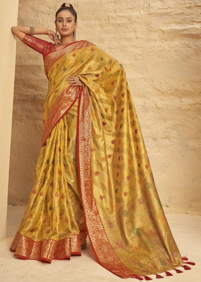 Honey Yellow Banarasi Silk Saree