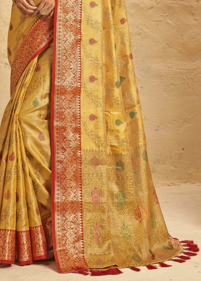 Honey Yellow Banarasi Silk Saree