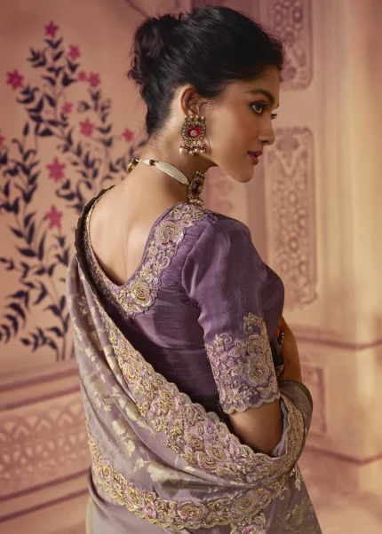 Japanese Violet Banarasi Saree