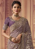 Japanese Violet Banarasi Saree