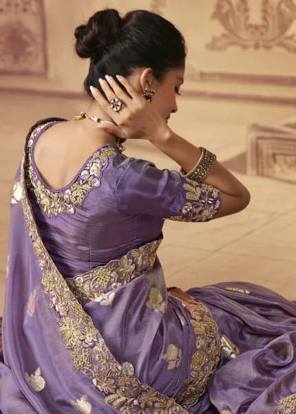 Lavender Purple Banarasi Saree