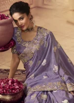 Lavender Purple Banarasi Saree