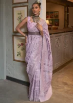 Lavender Purple Kashmiri Jamawar Saree