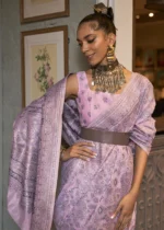 Lavender Purple Kashmiri Jamawar Saree