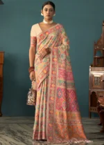 Light Peach Kashmiri Jamawar Saree