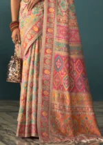 Light Peach Kashmiri Jamawar Saree