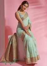 Light Turquoise Cotton Saree