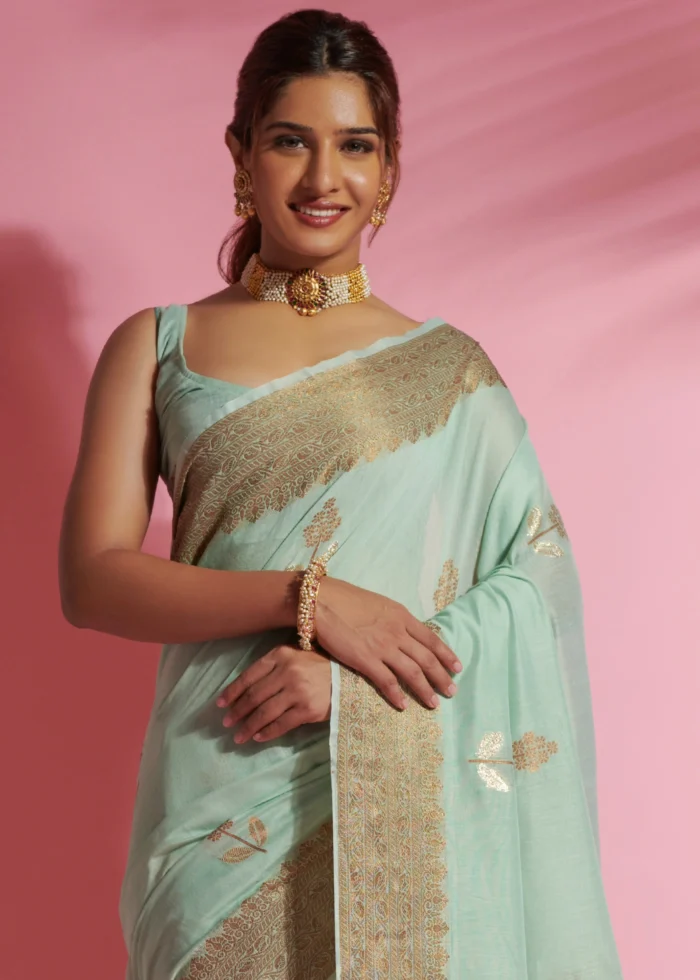 Light Turquoise Cotton Saree