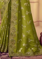 Lime Green Banarasi Saree