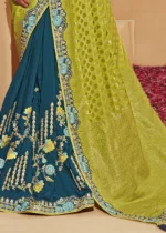 Lime Green & Blue Banarasi Saree