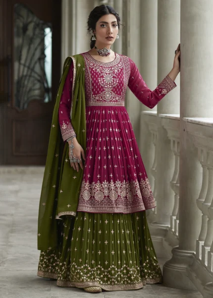 Magenta Pink Anarkali Lehenga Suit