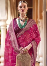 Magenta Pink Georgette Silk Saree