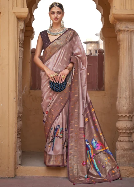 Mauve Paithani Silk Saree