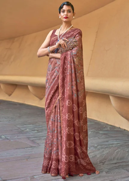 Mauve Red Cotton Saree