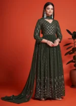 Mehndi Green Georgette Anarkali Gown