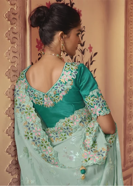 Mint Green Banarasi Saree