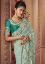 Mint Green Banarasi Saree