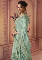 Mint Green Banarasi Saree