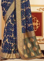 Navy Blue Chiffon Banarasi Saree