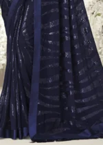 Navy Blue Sequins Saree