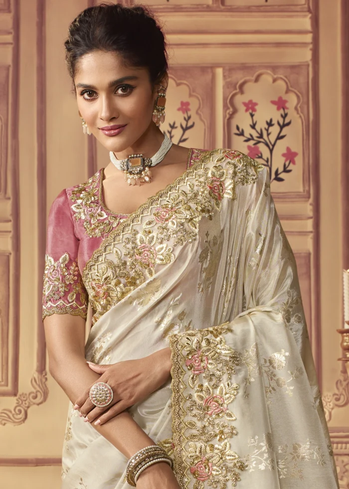 Off White Banarasi Saree