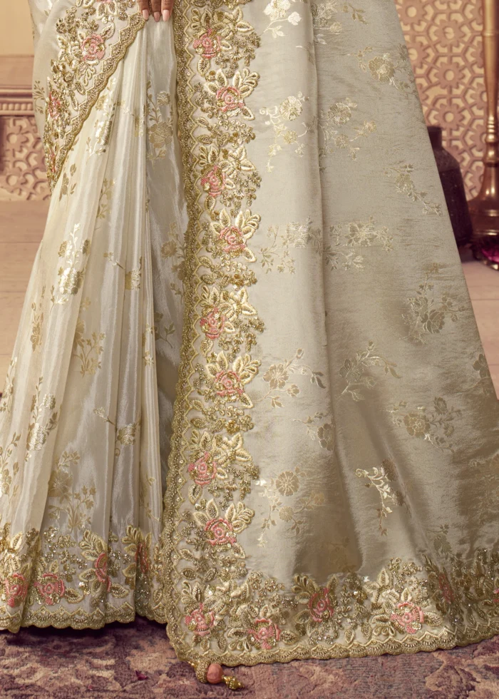 Off White Banarasi Saree