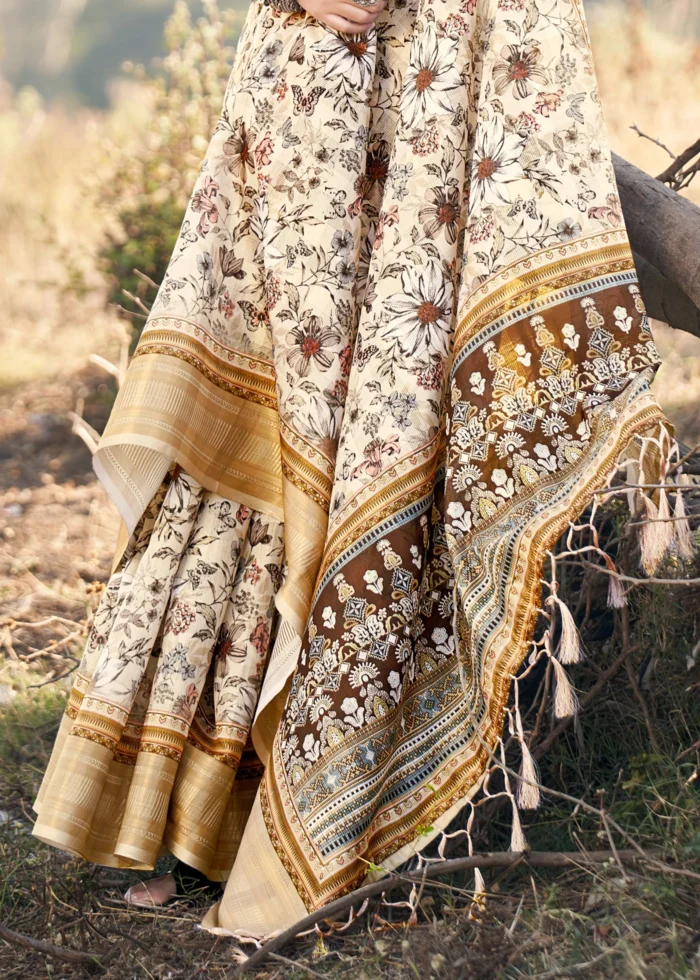 Off White Cotton Saree