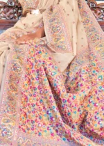 Off White Kashmiri Jamawar Pashmina Saree