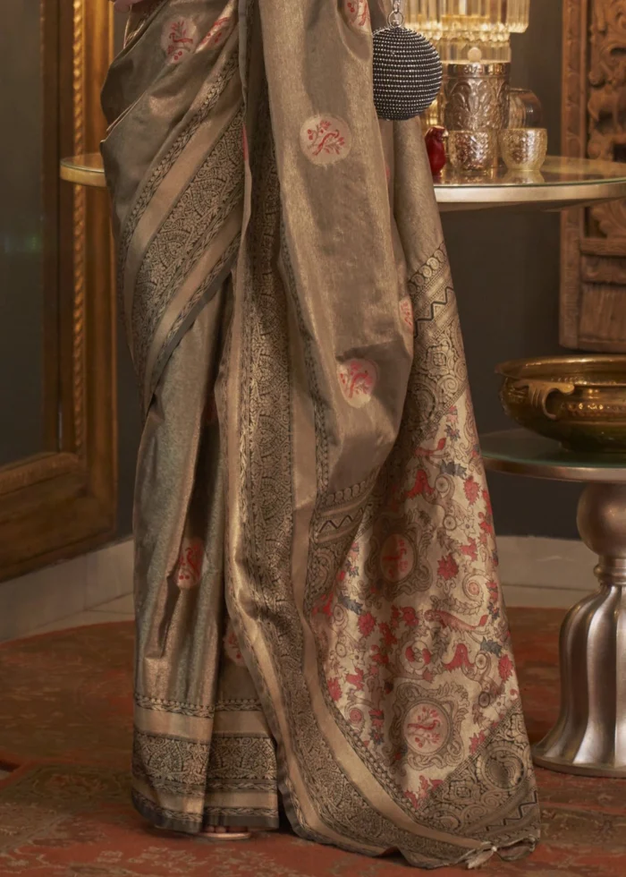 Olive Brown Banarasi Saree