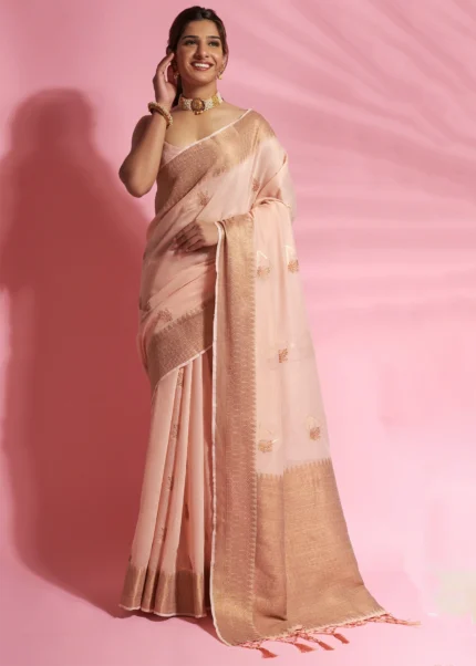 Peach Cotton Saree