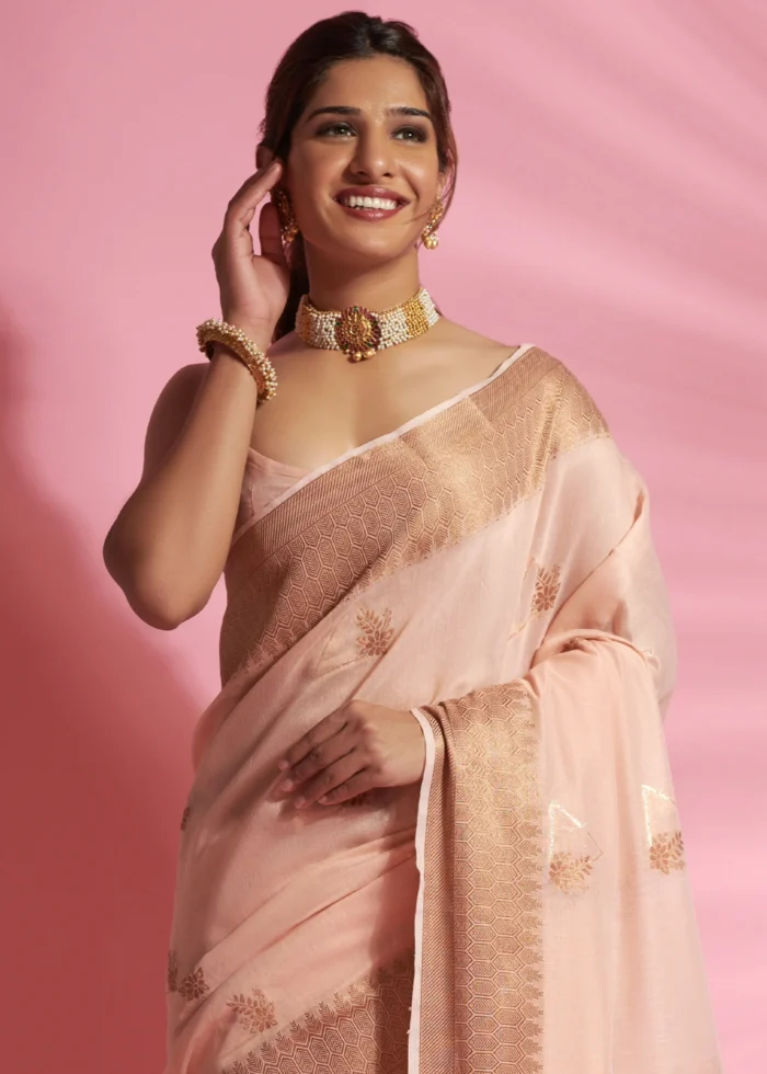 Peach Cotton Saree