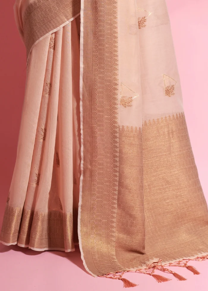 Peach Cotton Saree