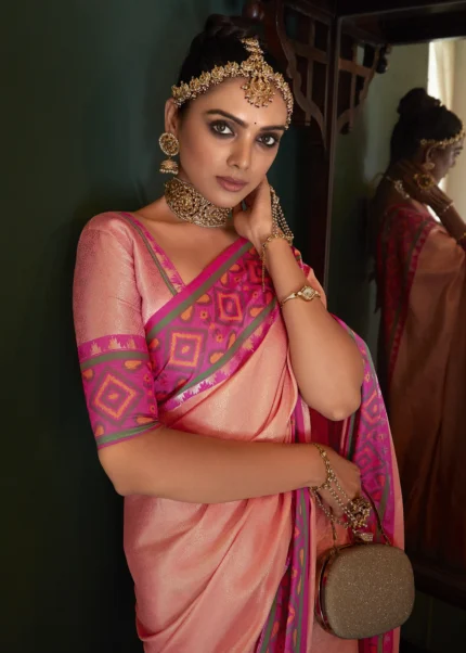 Peach Kanjivaram Silk Saree