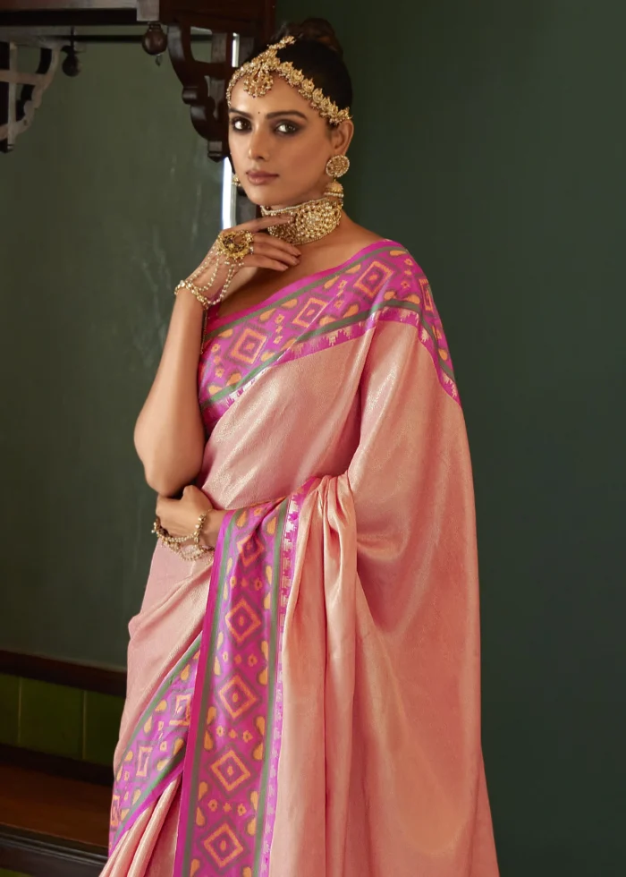 Peach Kanjivaram Silk Saree