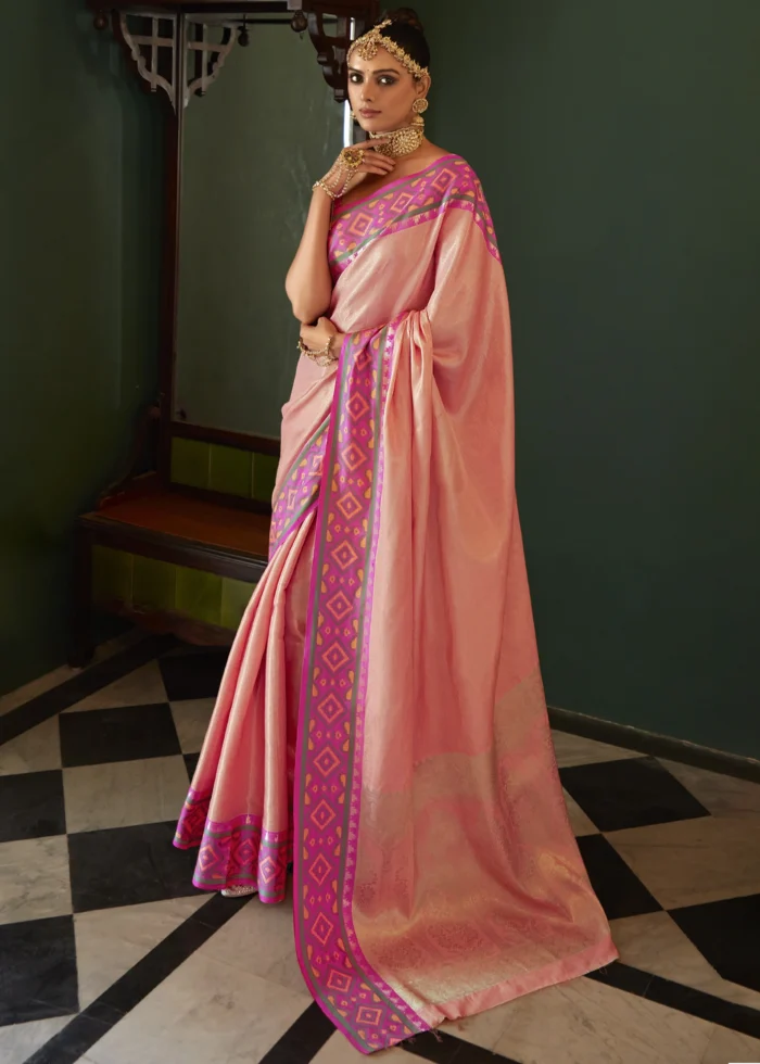 Peach Kanjivaram Silk Saree