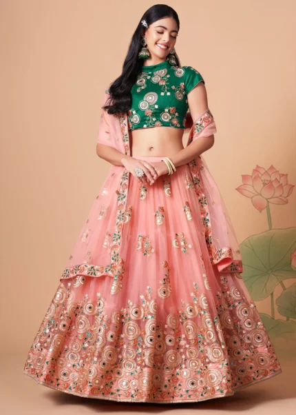 Peach chaniya choli best sale